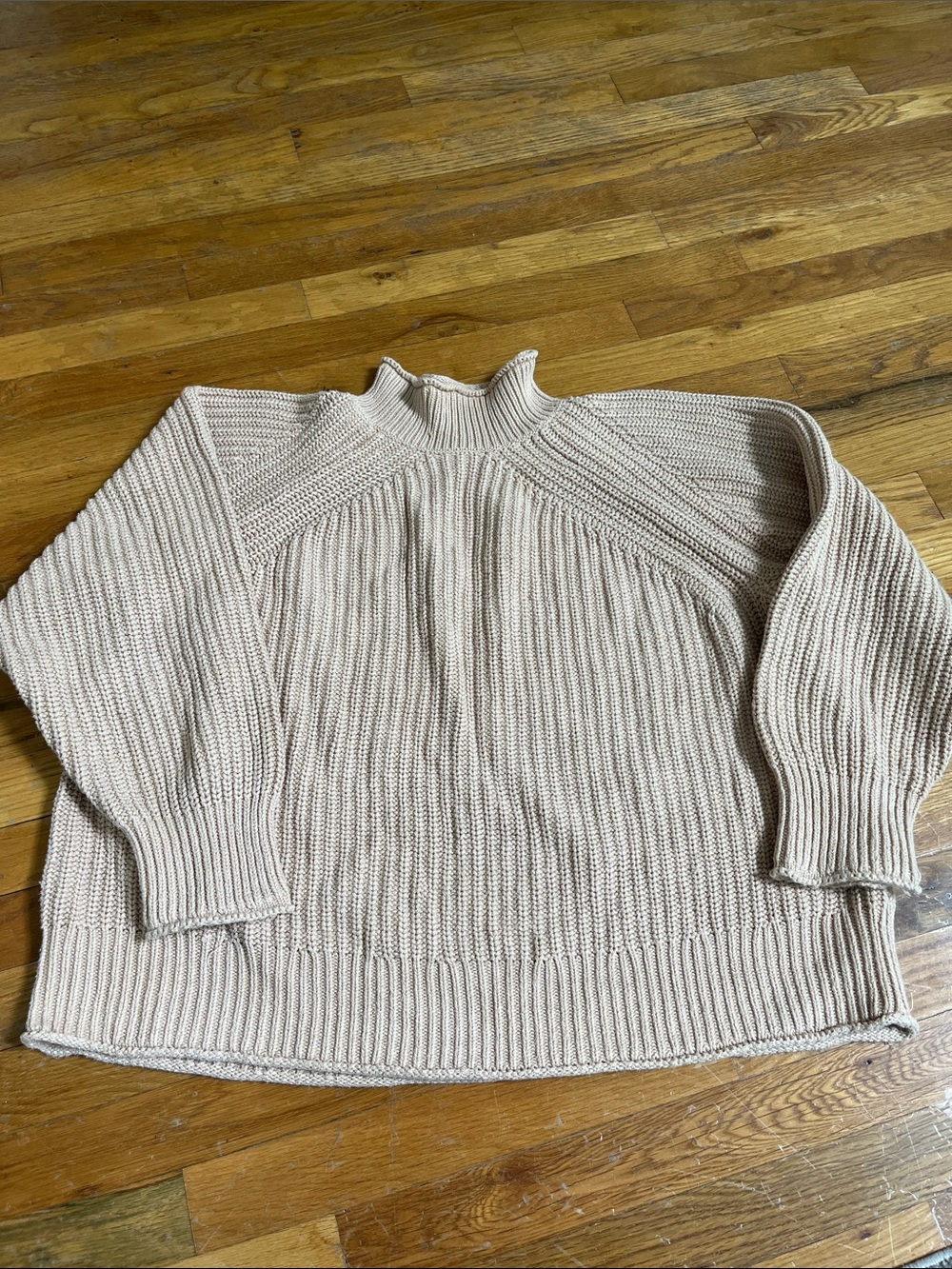 JCrew Rolled Collar 100% Cotton Chunky Mock Neck Sweater - Cream
